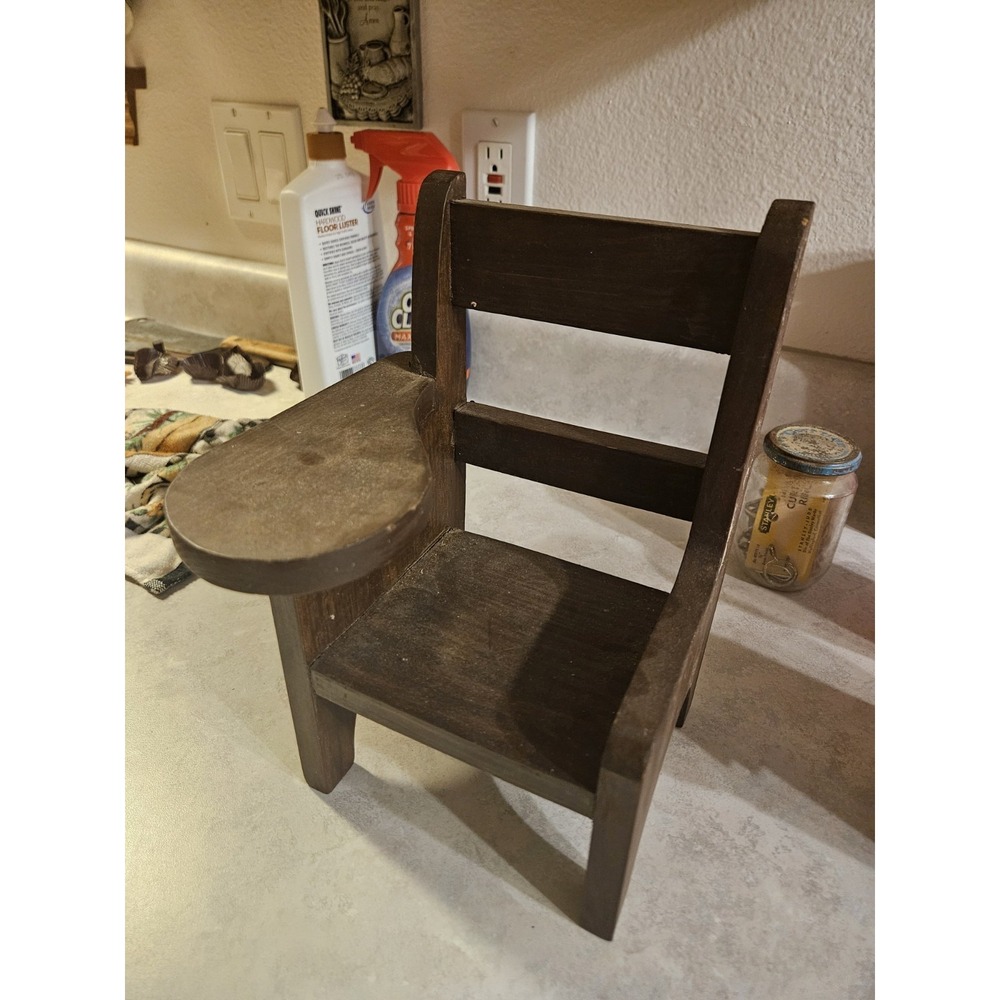 Vintage‎ Handcrafted Doll Size Wood Wooden School Chair Dolls Toy 10"